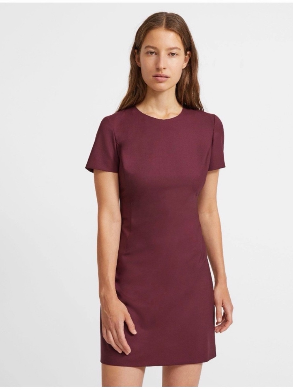 Theory Jatinn Wool Mini Dress in Mulberry Red Size 12